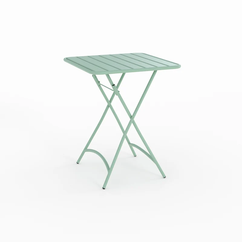 Table de jardin Yumi pliante en métal vert clair 2 personnes