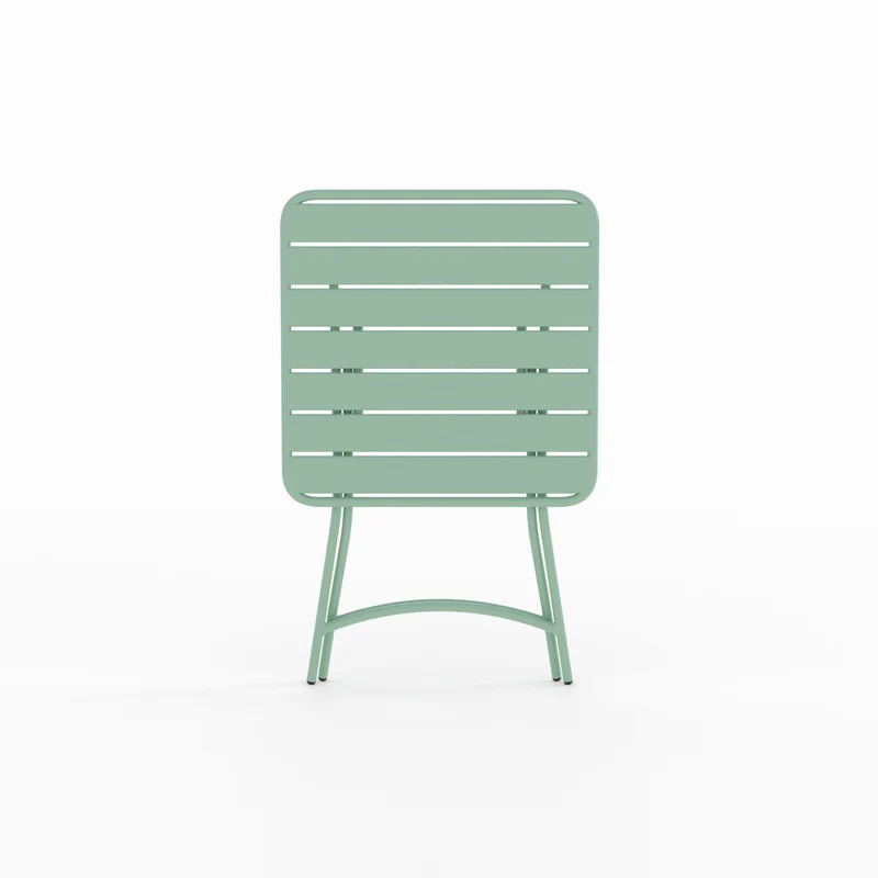 Table de jardin Yumi pliante en métal vert clair 2 personnes