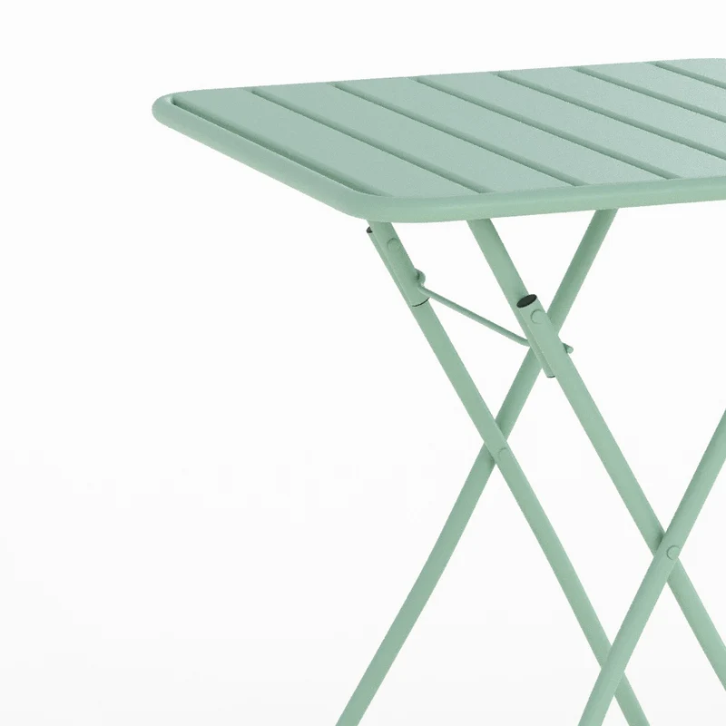 Table de jardin Yumi pliante en métal vert clair 2 personnes