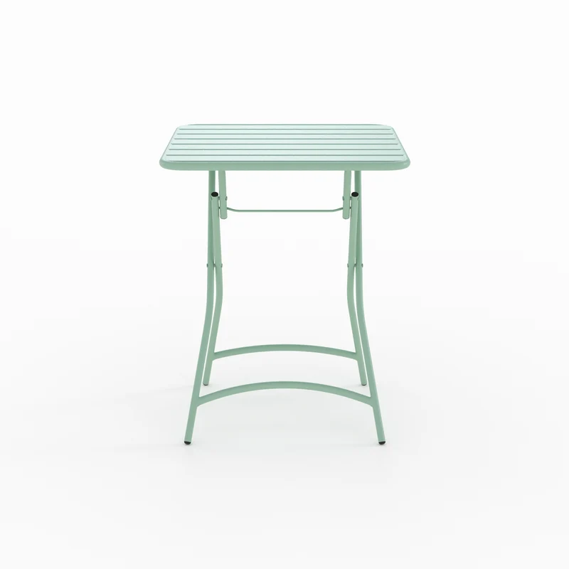 Table de jardin Yumi pliante en métal vert clair 2 personnes
