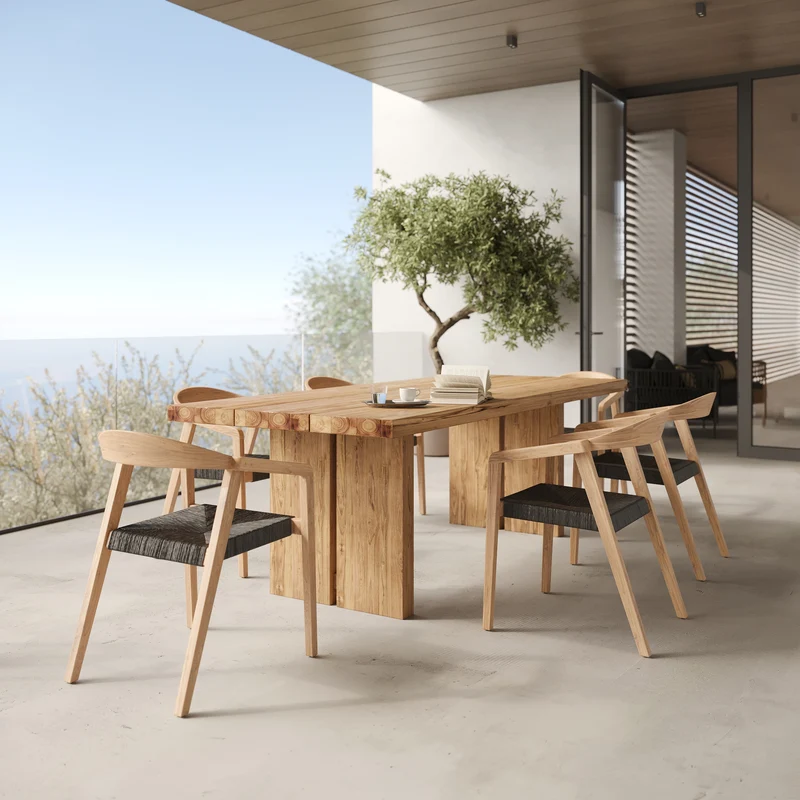 Table de jardin rectangulaire Siam en bois de teck 10 personnes