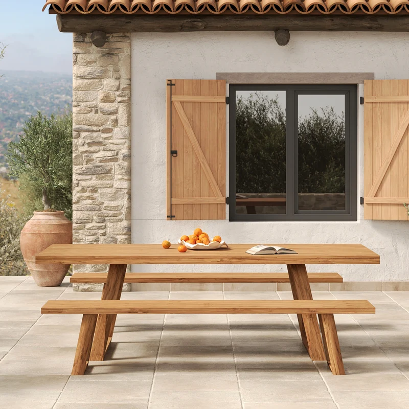 Table de jardin rectangulaire Luma en bois de teck 10 personnes