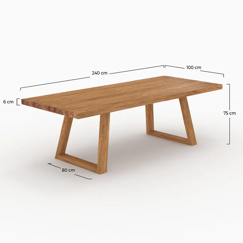Table de jardin rectangulaire Luma en bois de teck 10 personnes