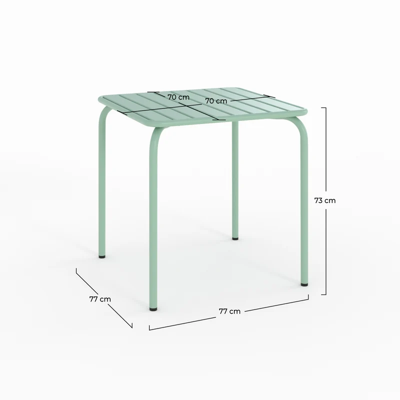 Table de jardin Yumi en métal vert clair 4 personnes