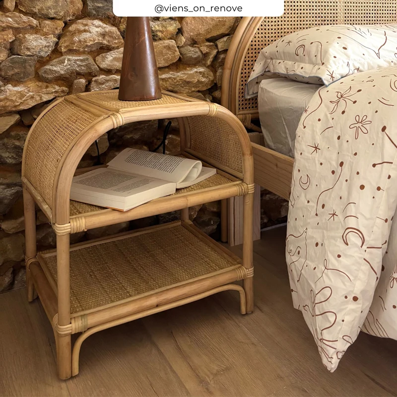 Table de chevet en rotin Gaspy