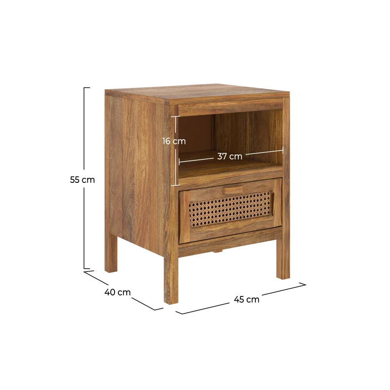 Table de chevet en cannage Tiki