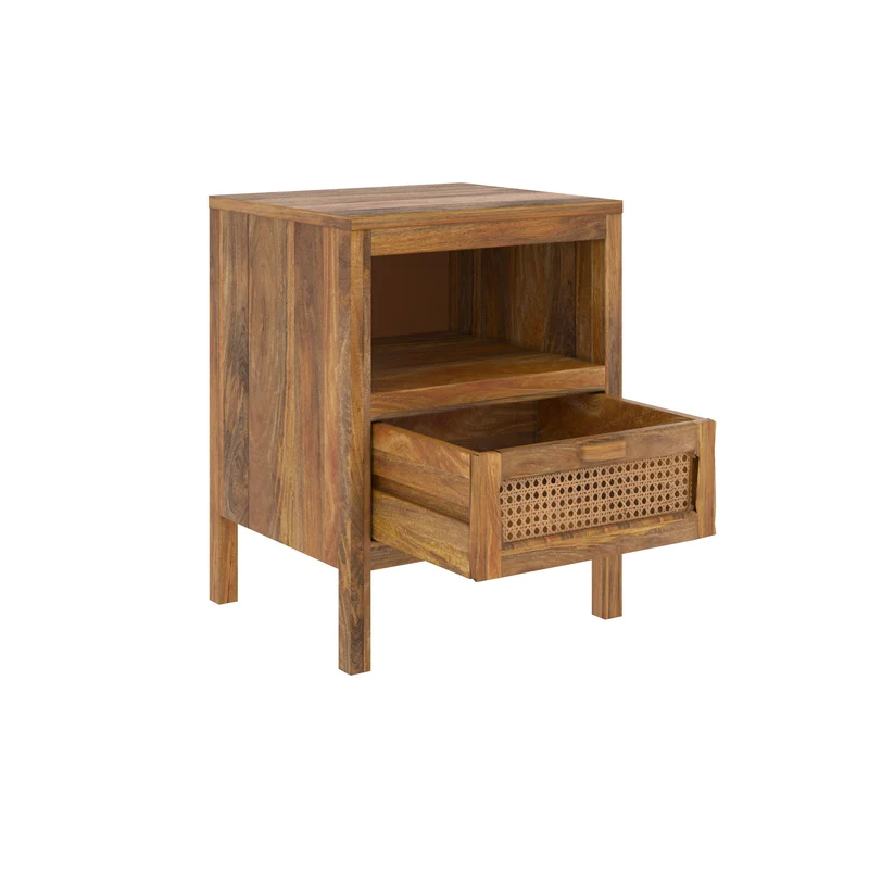 Table de chevet en cannage Tiki