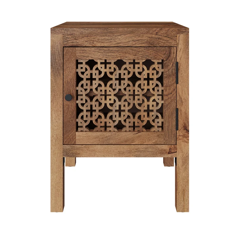 Table de chevet ajourée Jaya en bois de manguier