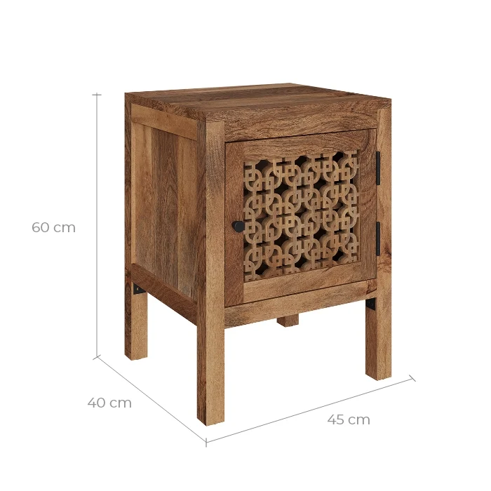 Table de chevet ajourée Jaya en bois de manguier