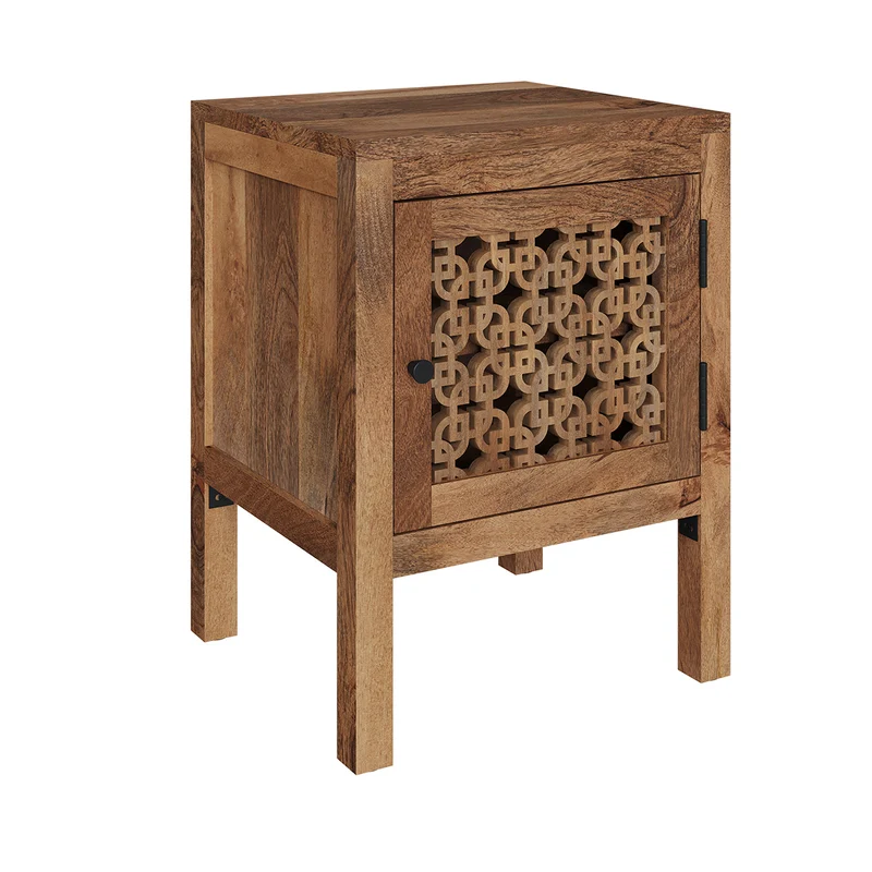 Table de chevet ajourée Jaya en bois de manguier