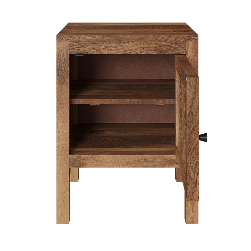 Table de chevet ajourée Jaya en bois de manguier