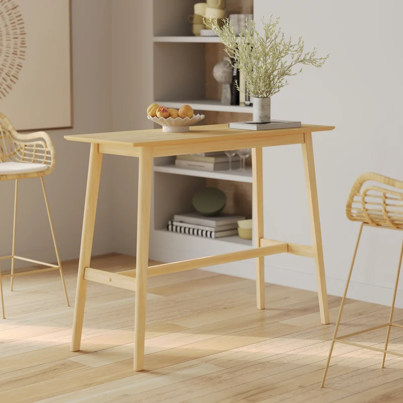 Table de bar rectangulaire Buvette 4 personnes en bois clair 120 cm