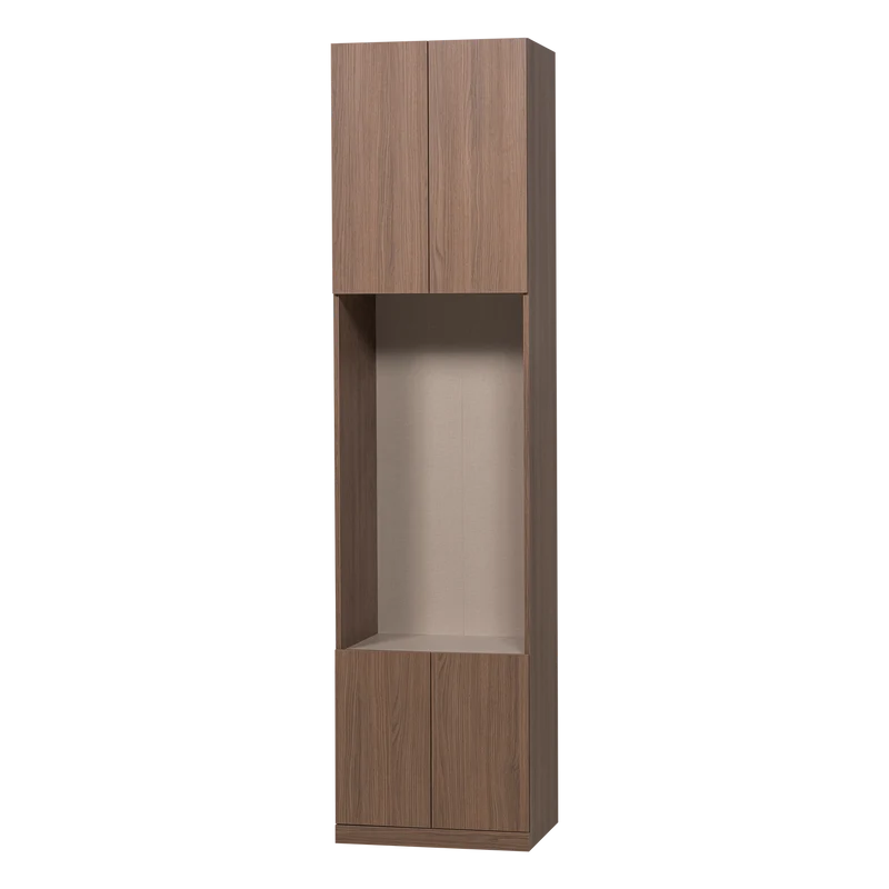Build smalle half open opbergkast eiken fineer bruin