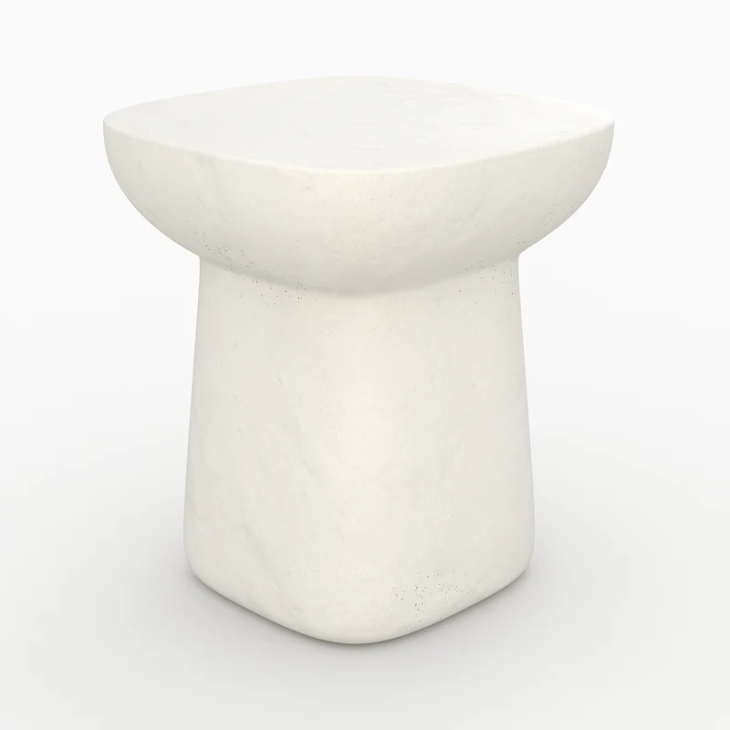 Table d'appoint Samui blanche en fibre d'argile effet béton