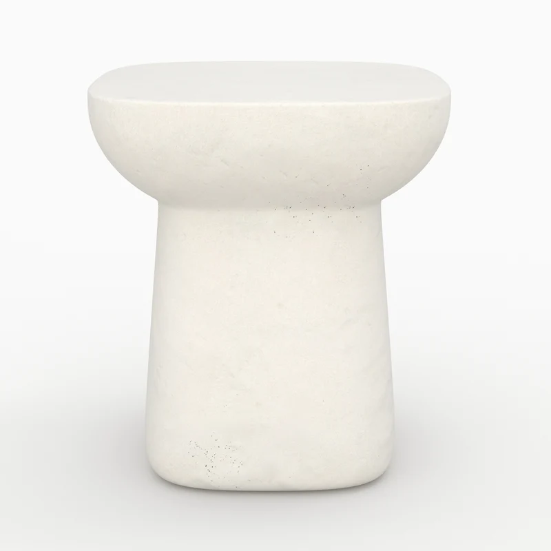 Table d'appoint Samui blanche en fibre d'argile effet béton