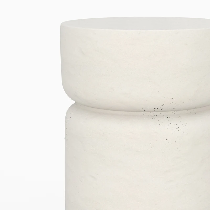 Table d'appoint ronde Tahiti blanche en fibre d'argile effet béton
