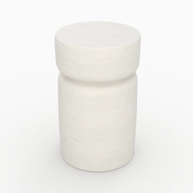 Table d'appoint ronde Tahiti blanche en fibre d'argile effet béton