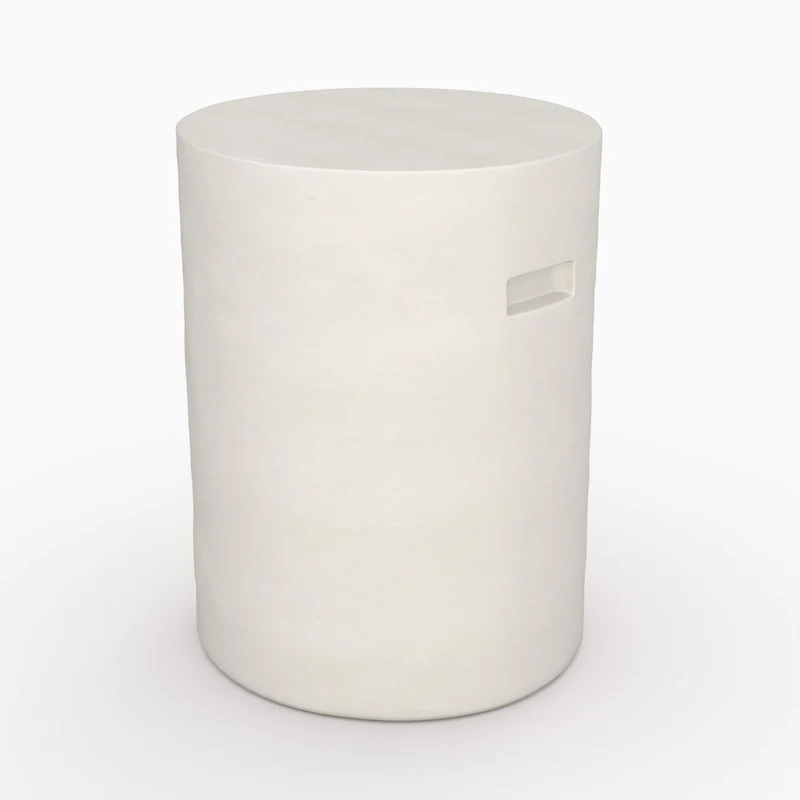 Table d'appoint ronde Santorini blanche en fibre d'argile effet béton