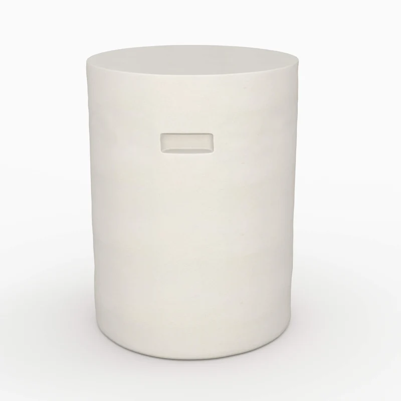 Table d'appoint ronde Santorini blanche en fibre d'argile effet béton