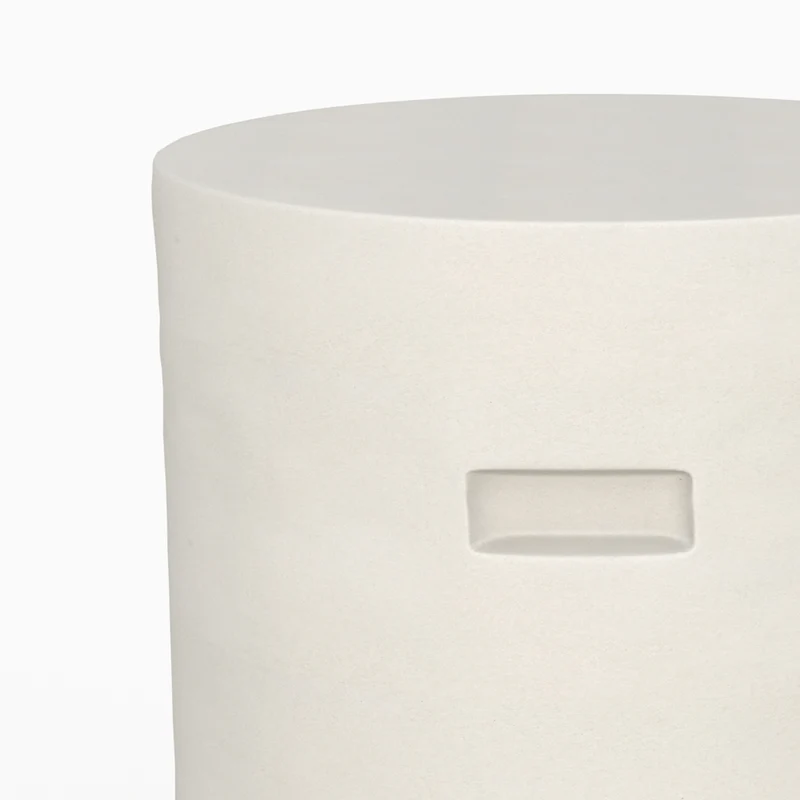 Table d'appoint ronde Santorini blanche en fibre d'argile effet béton