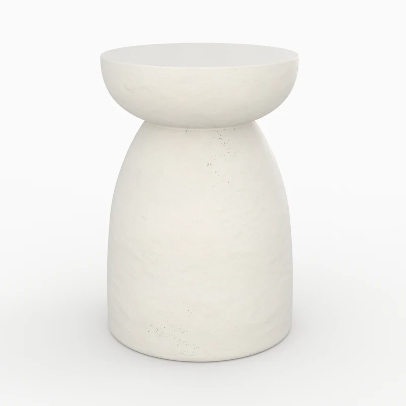 Table d'appoint ronde Capri blanche en fibre d'argile effet béton