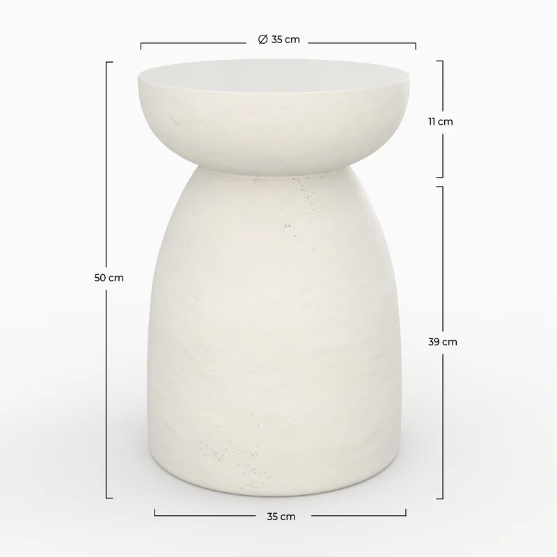 Table d'appoint ronde Capri blanche en fibre d'argile effet béton