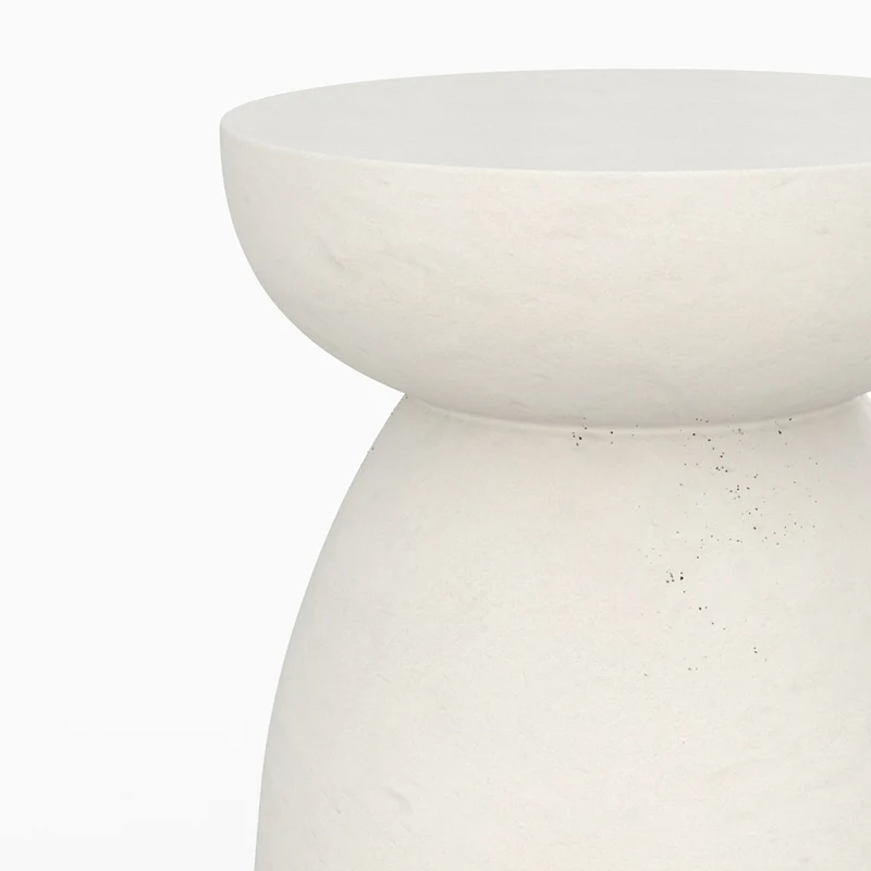 Table d'appoint ronde Capri blanche en fibre d'argile effet béton