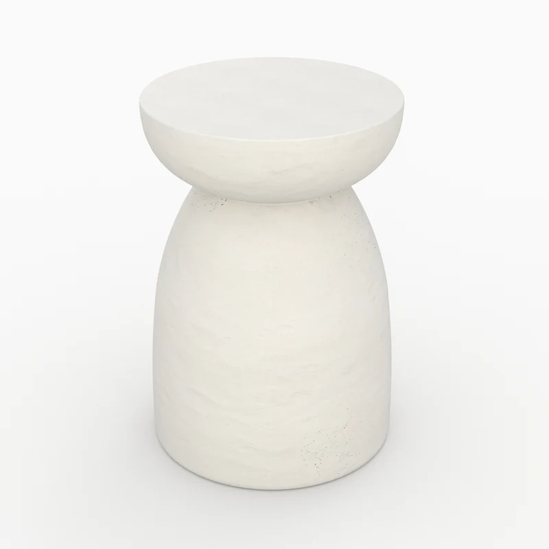 Table d'appoint ronde Capri blanche en fibre d'argile effet béton
