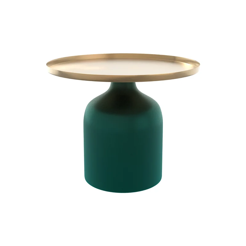 Table d'appoint Lyne verte et doré D49 cm