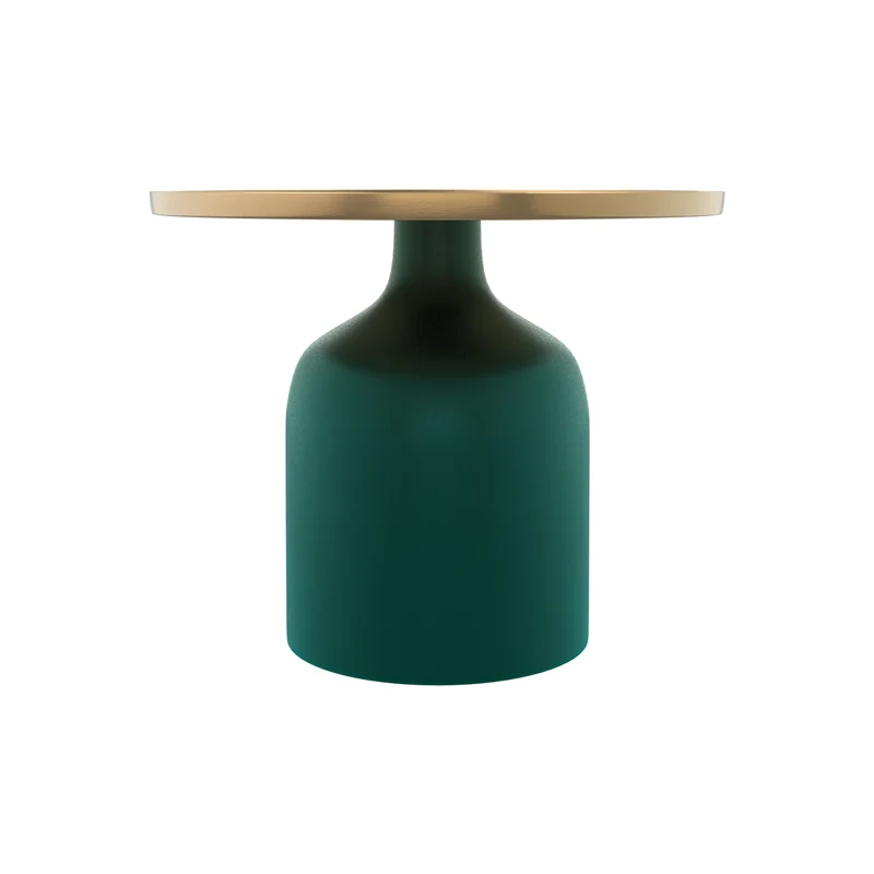 Table d'appoint Lyne verte et doré D49 cm