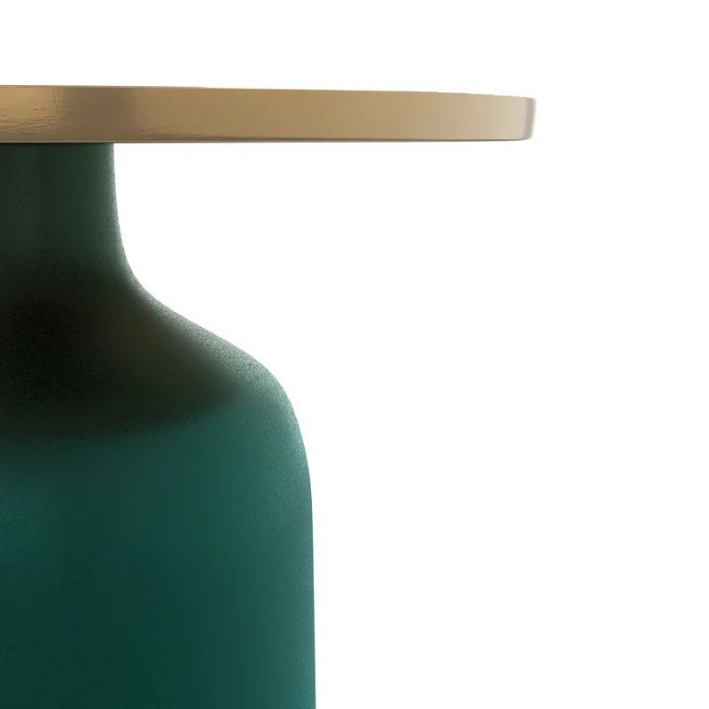 Table d'appoint Lyne verte et doré D49 cm