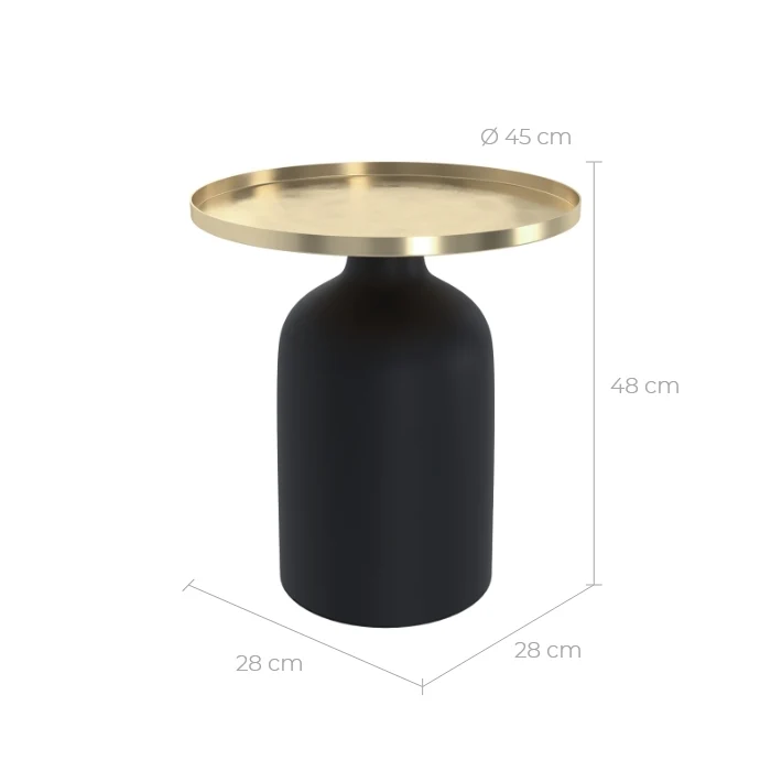 Table d'appoint Lyne noir et doré D45 cm