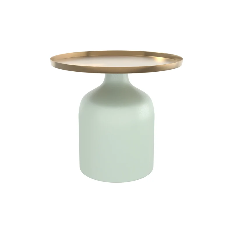Table d'appoint Lyne vert d'eau et doré D44,5 cm