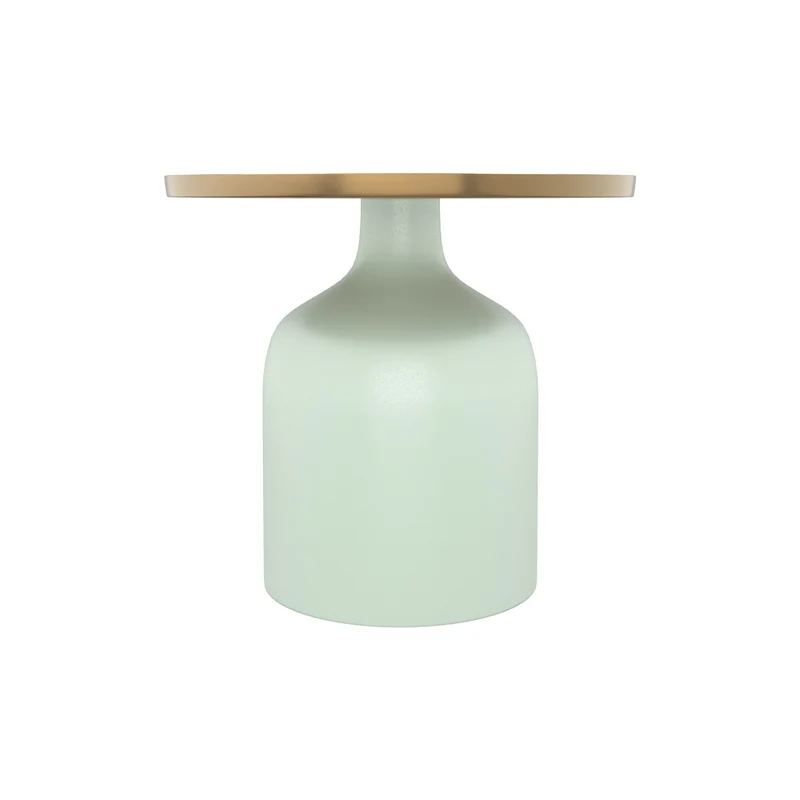 Table d'appoint Lyne vert d'eau et doré D44,5 cm