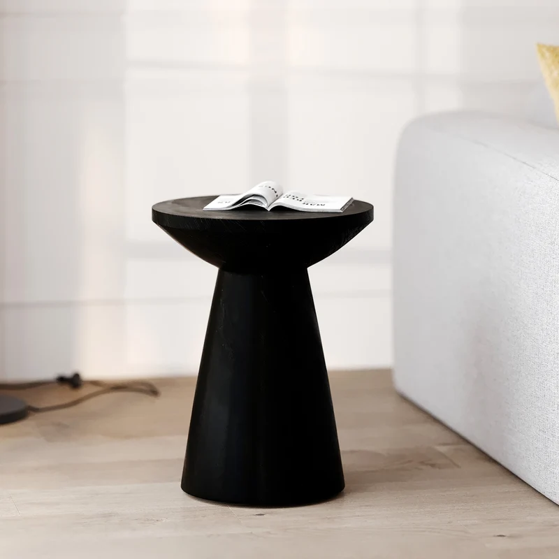 Table d'appoint Lowa noire en bois de suar D40 cm