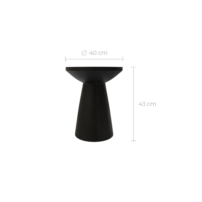 Table d'appoint Lowa noire en bois de suar D40 cm