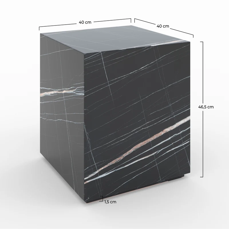 Table d'appoint Lison effet marbre noire