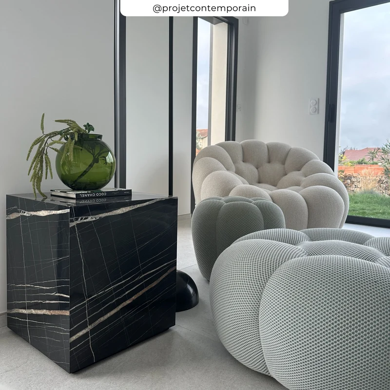 Table d'appoint Lison effet marbre noire