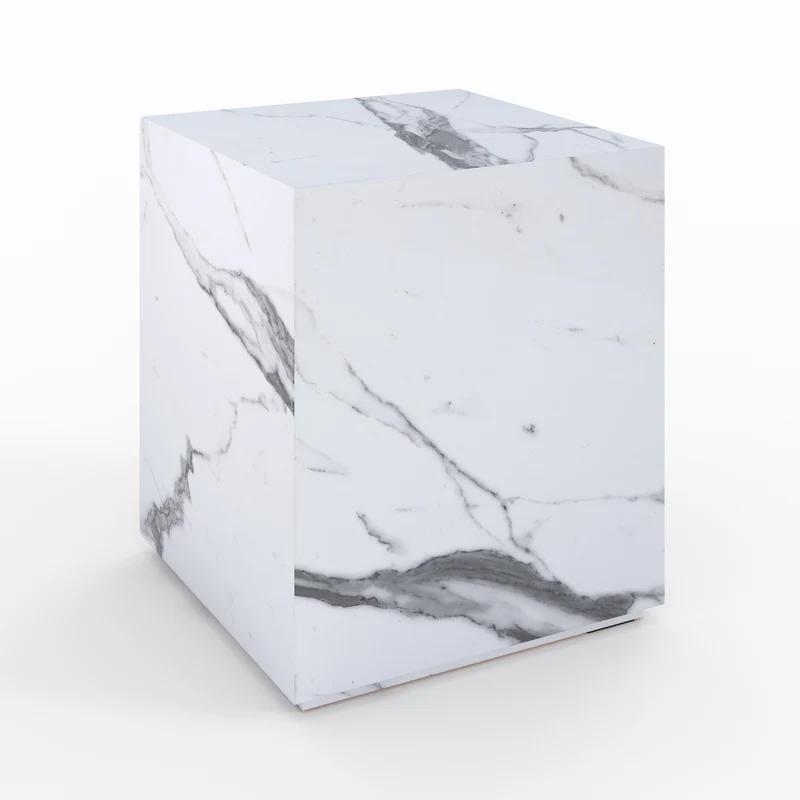 Table d'appoint Lison effet marbre blanche