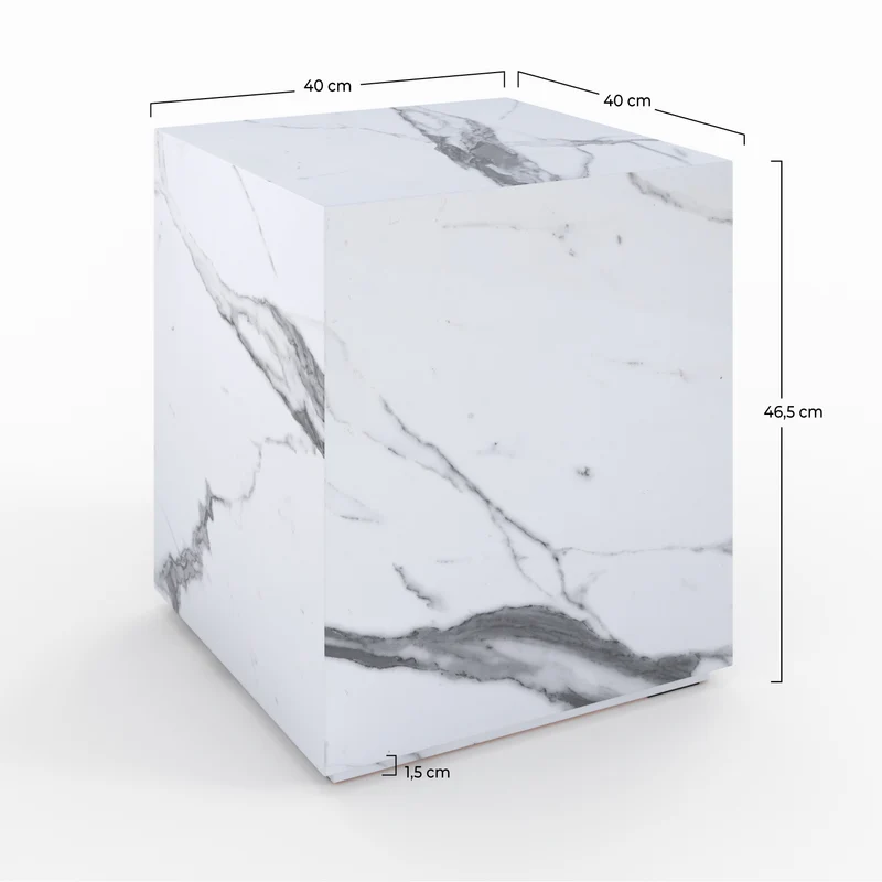 Table d'appoint Lison effet marbre blanche