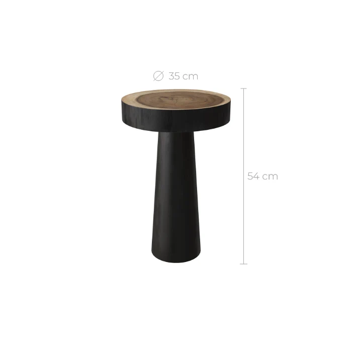 Table d'appoint Janah en bois noir D35 cm
