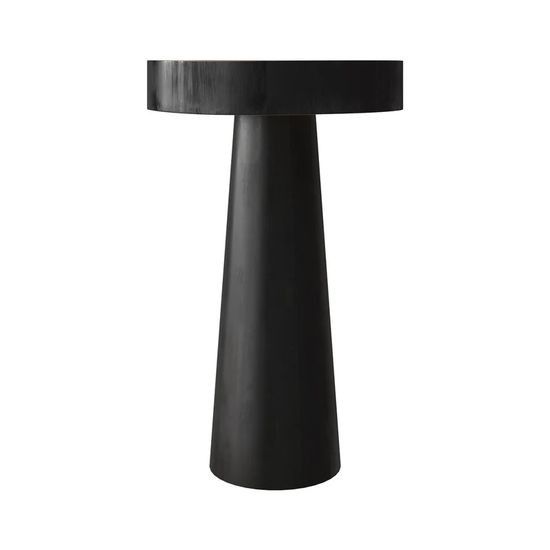 Table d'appoint Janah en bois noir D35 cm