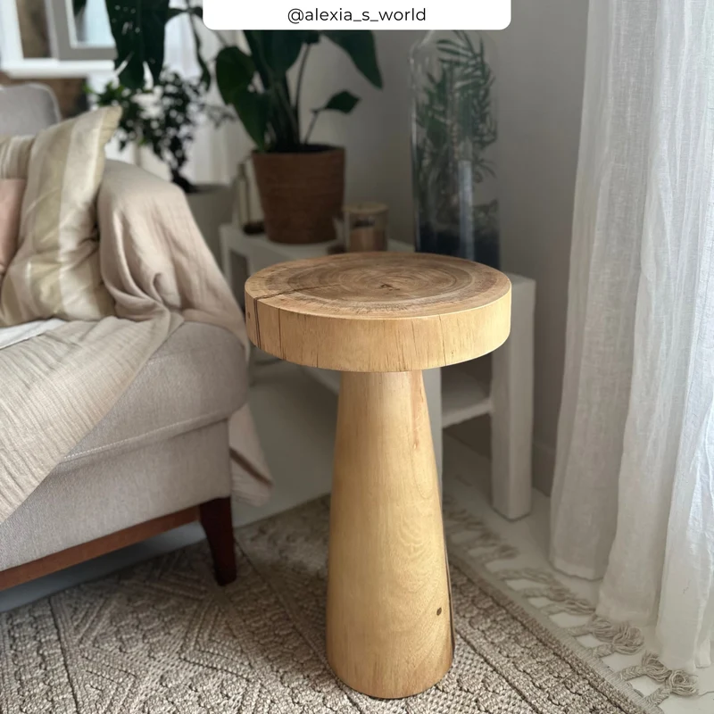Table d'appoint Janah en bois naturel D35 cm