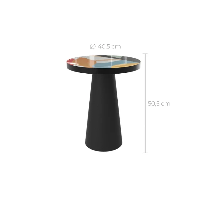 Table d'appoint Cheyenne multicolore et noire D40,5 cm