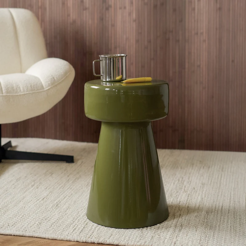 Table d'appoint Athéna en métal vert D30 cm