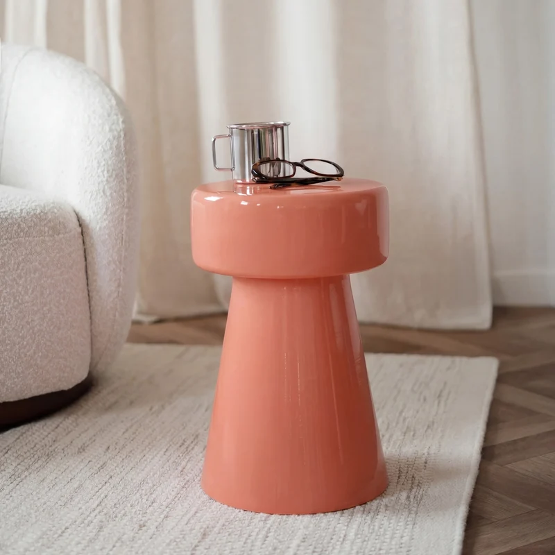 Table d'appoint Athéna en métal orange D30 cm