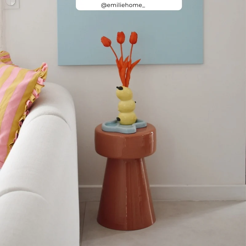 Table d'appoint Athéna en métal orange D30 cm