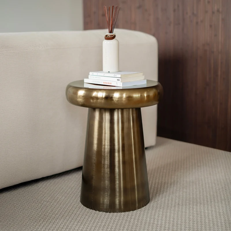 Table d'appoint Anouk en métal doré D40 cm