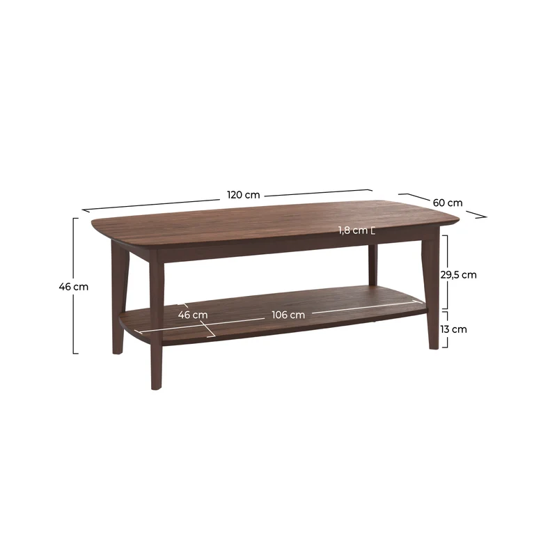 Table basse Sadi 120 cm en bois foncé