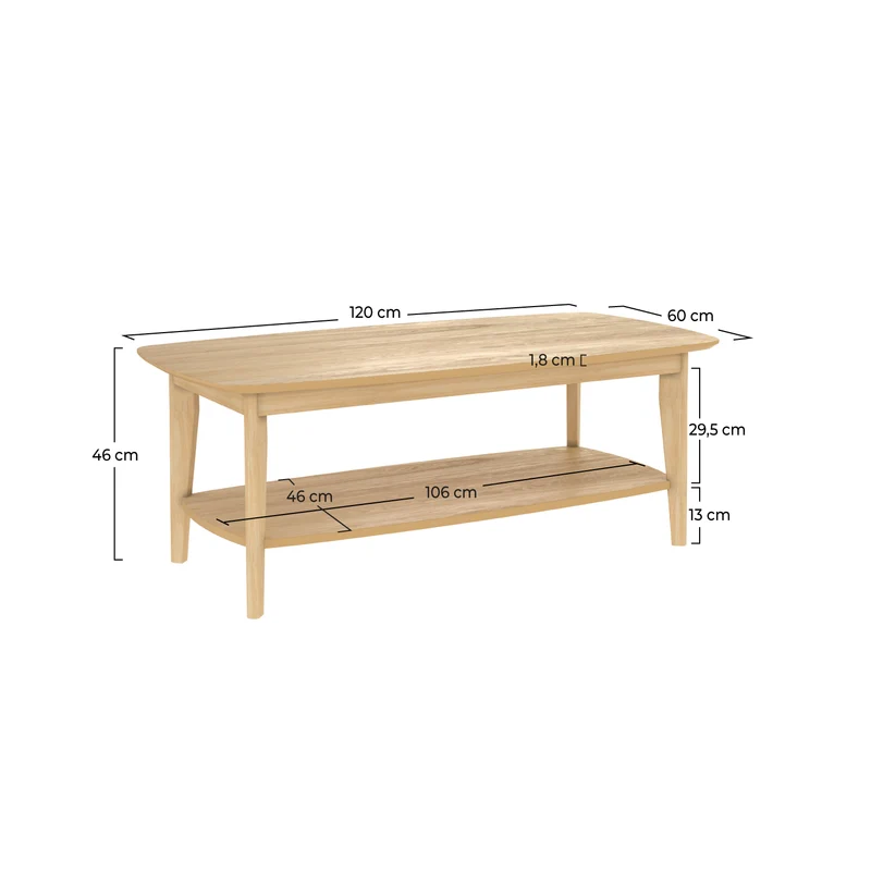 Table basse Sadi 120 cm en bois clair